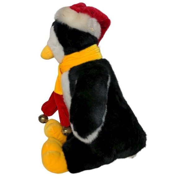 A Mart Penguin Santa Hat Scarf Jingle Bells Stuffed Animal - Picture 4 of 6